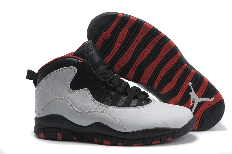 Jordan 10 Retro Shoes Black Grey Red
